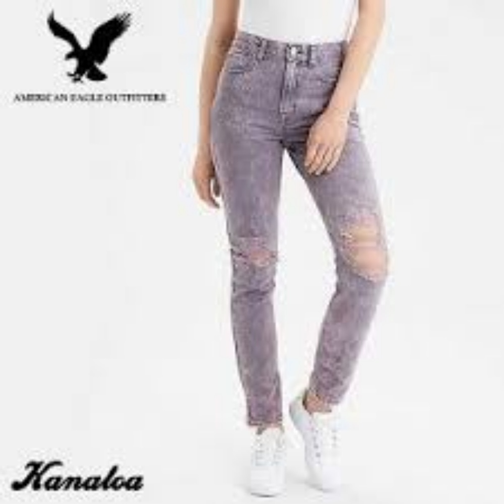 American Eagle Jeans 14 Reg Destroyed Lavender